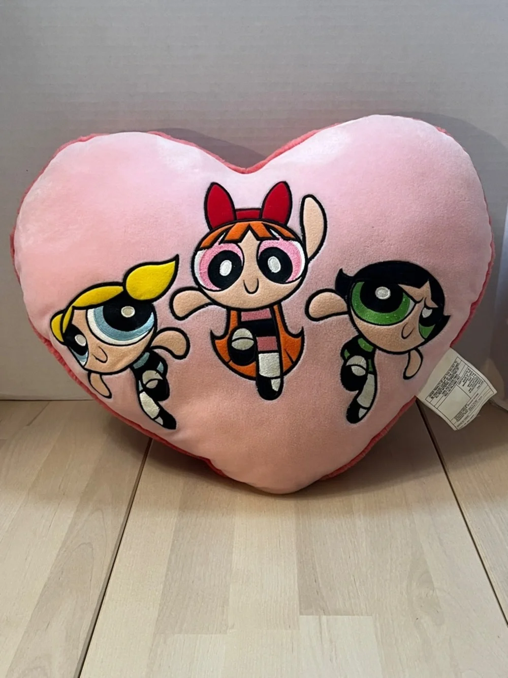 Powerpuff Girls Warner Bros Studio Store  2000 Pink Plush Heart Shaped Pillow